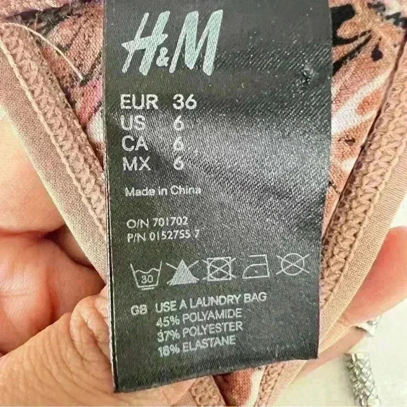 H&M BIKINI  METALLIC PINK TOP SIZE 6 - Picture 6 of 8